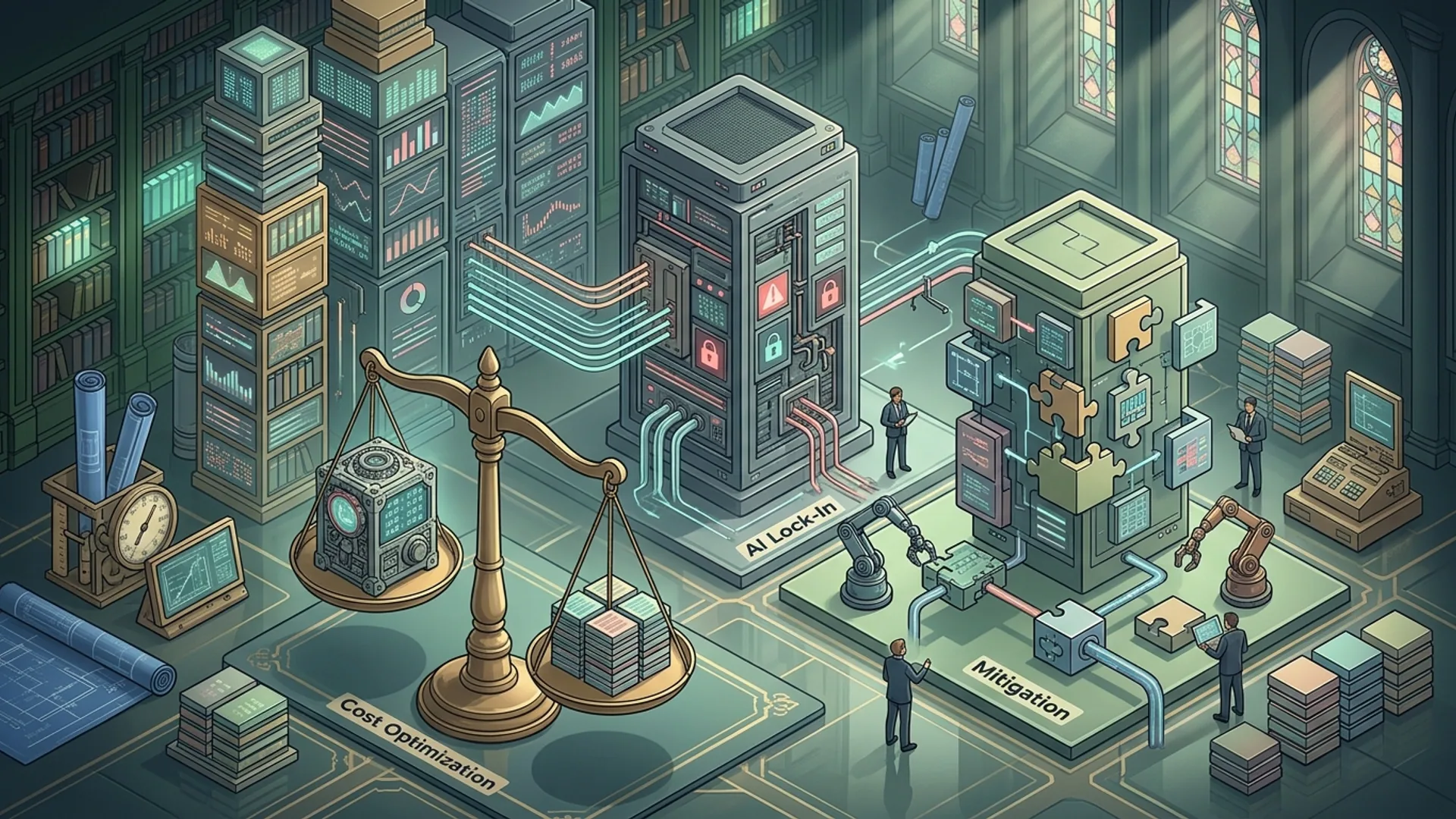 AI Lock-In: How to Recognize and Mitigate Vendor Dependence — editorial illustration for AI lock-in