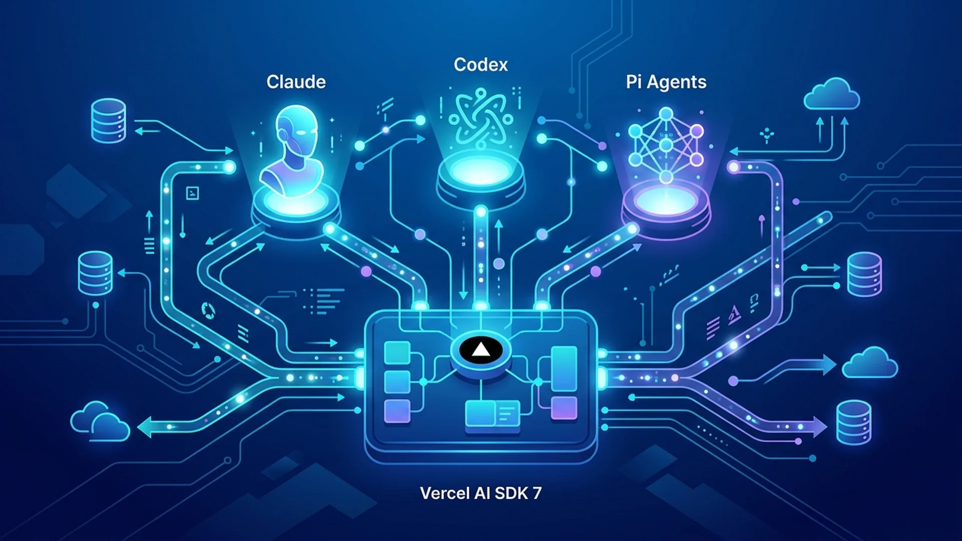 How to Program Claude, Codex, and Pi Agents with Vercel AI SDK 7 — editorial illustration for claude agent sdk
